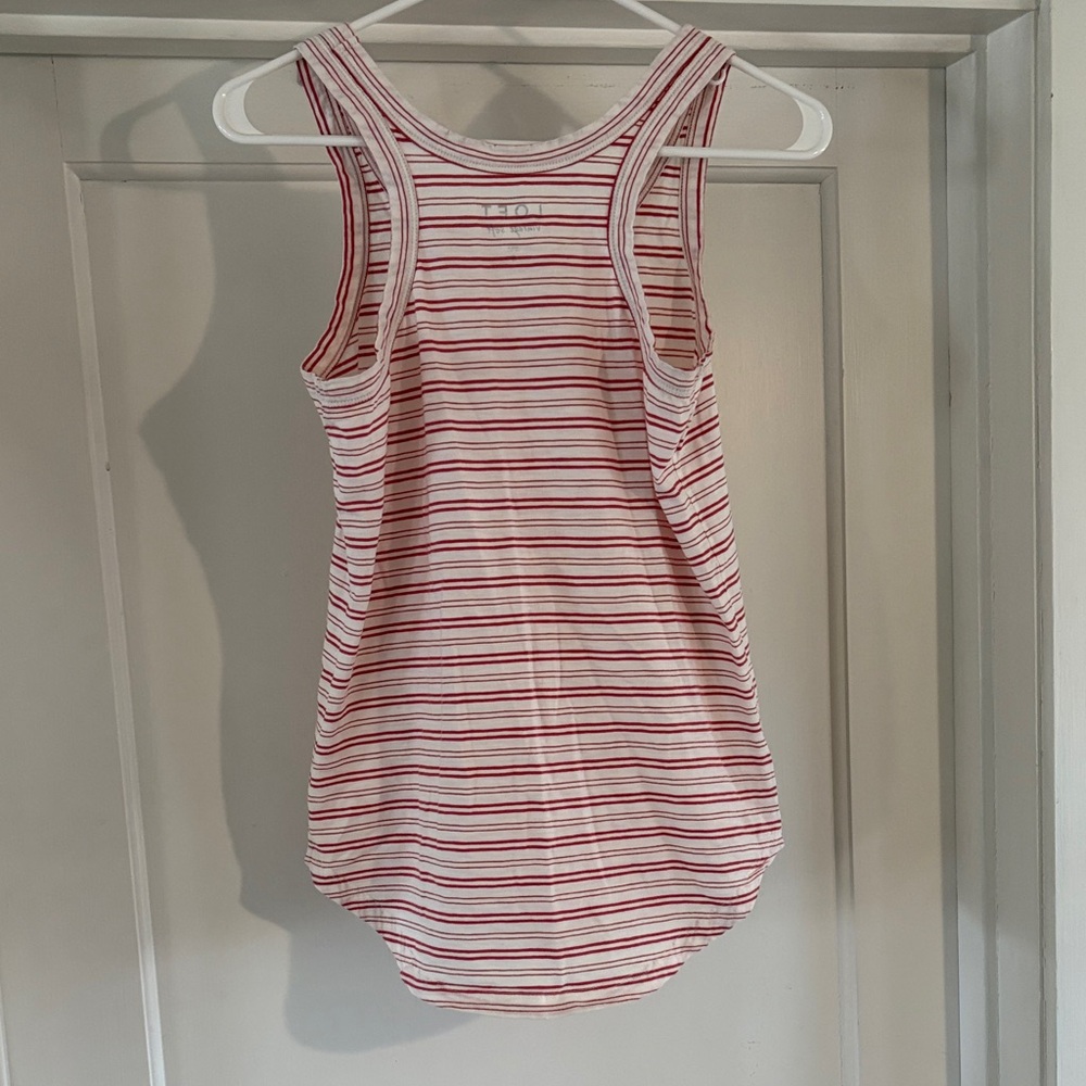 LOFT Vintage Soft Red and White Striped Top - Picture 4 of 4